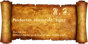 Mederus Honorátusz névjegykártya
